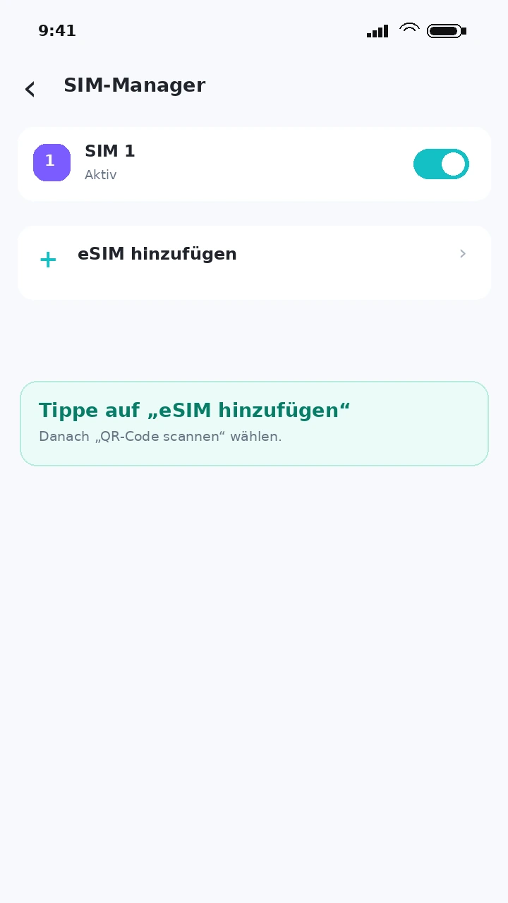 Android SIM-Manager mit eSIM hinzufügen